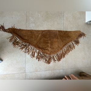Muche et Muchette 100% Suede Leather Fringe Shawl